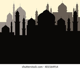 Mosque Silhouette Illustration Black Style Stock Vector (Royalty Free ...