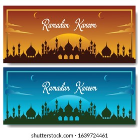 mosque silhouette. Islamic background for Ramadan Kareem greeting card