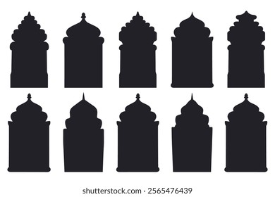 Mosque silhouette. Islamic building shapes. dome illustrations