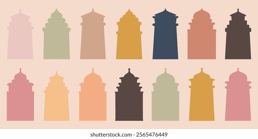 Mosque silhouette. Islamic building shapes. dome illustrations