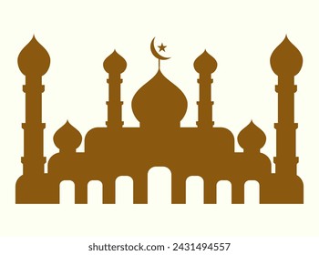 Silueta de la mezquita de fondo aislado. Diseño de edificios de arquitectura árabe