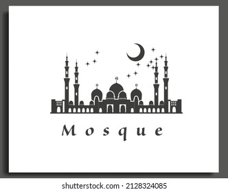 mosque silhouette landscape logo design template vector