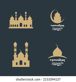 Mosque silhouette logo illustration vector flat design