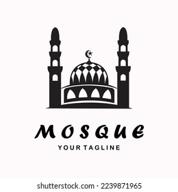 diseño de ilustración vectorial del logotipo de silueta de mezquita, plantilla de icono minimalista