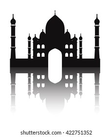 Mosque silhouette on a white background, Ramadan, Religion.