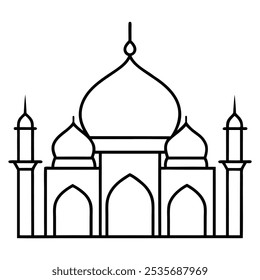 Mosque Silhouette Outline for Islamic Cultural Representation