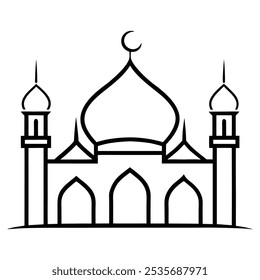 Mosque Silhouette Outline for Islamic Cultural Representation