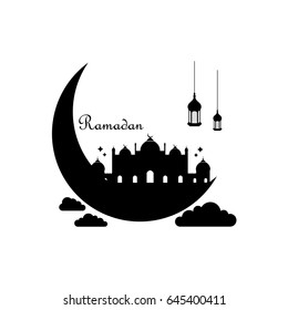 Mosque silhouette. Ramadan Kareem. Vector illustration.