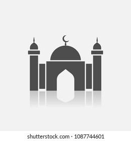 Mosque silhouette with reflection vector illustration