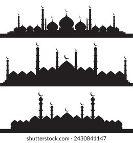 mosque silhouette, set of mosque vector