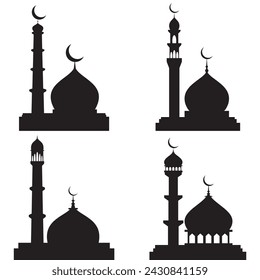 mosque silhouette, set of mosque vector