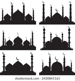 mosque silhouette, set of mosque vector