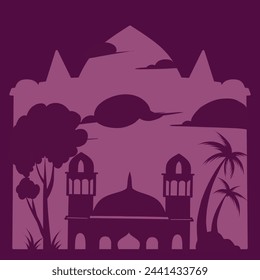 mosque silhouette set vector Ramadhan kareem