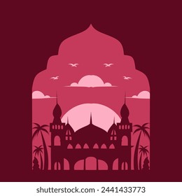 mosque silhouette set vector Ramadhan kareem