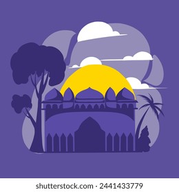 mosque silhouette set vector Ramadhan kareem