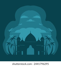 mosque silhouette set vector Ramadhan kareem
