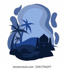 Conjunto de silueta de mezquita vector Ramadhan kareem