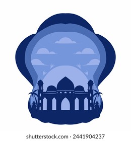 mosque silhouette set vector Ramadhan kareem