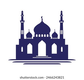 mosque silhouette set vector Ramadhan kareem with white background editable