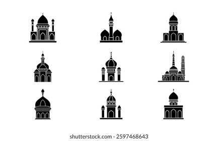 mosque silhouette set. vector ramadhan kareem