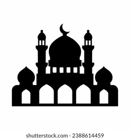 Mosque silhouette vector. Mosque building icon for symbol eid mubarak celebration. Ramadan design graphic in muslim culture and islam religion