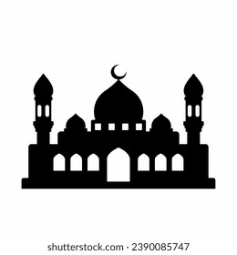 Mosque silhouette vector. Mosque building icon for symbol eid mubarak celebration. Ramadan design graphic in muslim culture and islam religion