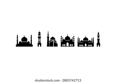 Mosque Silhouette Vector Collection Set