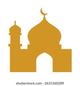 Mosque Silhouette Vector with Crescent – Islamic Architecture Icon for Ramadan and Eid