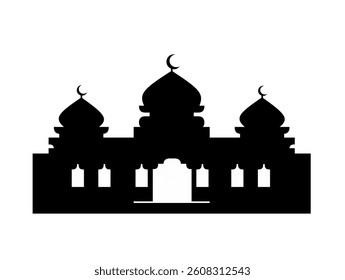mosque silhouette vector design. mosque background vector. black mosque vector isolated background. Islamic theme. vector eps