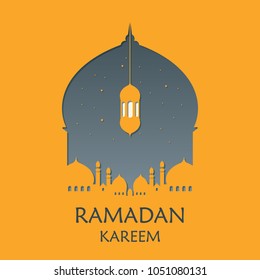 Mosque Silhouette Vector Digital Craft Isolated and Paper Art Style. Suitable for Ramadan & Eid Greeting, Background, Islamic Celebration