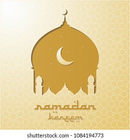 Mosque Silhouette Vector Digital Craft Isolated and Paper Art Style with Classic Ornament. Suitable for Ramadan & Eid Greeting, Background, Islamic Celebration