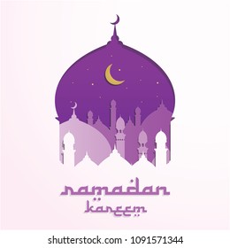 Mosque Silhouette Vector Digital Craft Isolated and Paper Art Style. Suitable for Ramadan & Eid Greeting, Background, Islamic Celebration