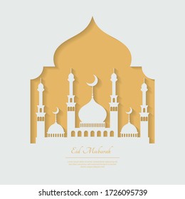 Mosque Silhouette Vector Digital Craft Isolated and Paper Art Style. Suitable for Ramadan & Eid Greeting, Background, Islamic Celebration. Ramadan Kareem illustration. Eid Mubarak Illustration