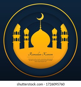 Mosque Silhouette Vector Digital Craft Isolated and Paper Art Style. Suitable for Ramadan & Eid Greeting, Background, Islamic Celebration. Ramadan Kareem illustration. Eid Mubarak Illustration
