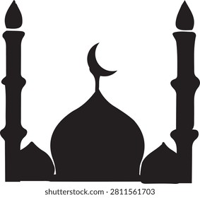 Mosque silhouette vector icon, Mosque vector art