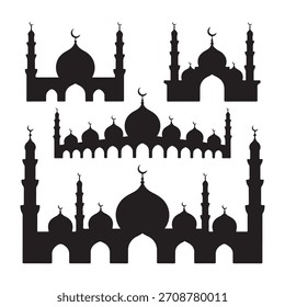Conjunto de ícones de vetor de silhueta de mesquita