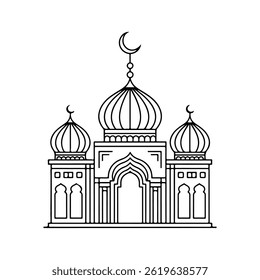 The mosque silhouette vector illustration of iconic architecture and landmark design art
