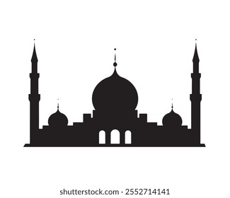 Mosque silhouette vector illustration on white background