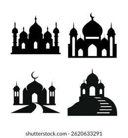 Conjunto de Ilustraciones vectoriales de silueta de mezquita- 1