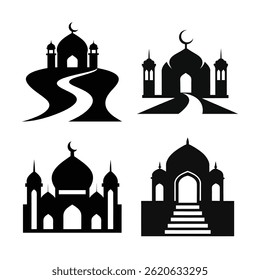 Mosque Silhouette Vector Illustrations Set- 2