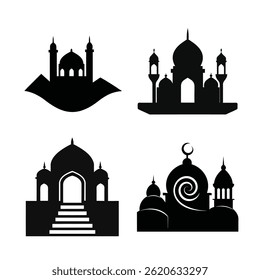 Moschee Silhouette Vektorgrafik-Set- 6