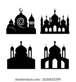Mosque Silhouette Vector Illustrations Set- 3
