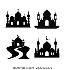 Conjunto de ilustrações vetoriais de silhueta de mesquita- 4