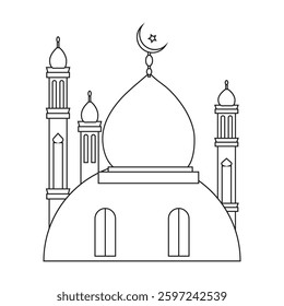 mosque silhouette vector line art design illustration background