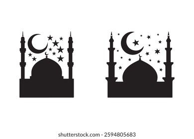 Mosque Silhouette with white background