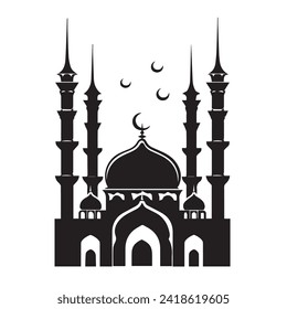 Mosque Silhouettes Lasecut Black and White Design for Ramadan