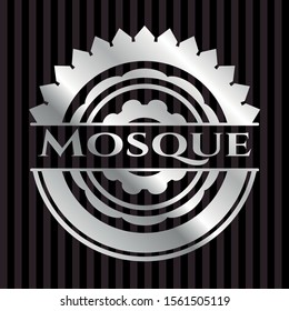 Mosque silvery badge. Vector Illustration. Mosaic.