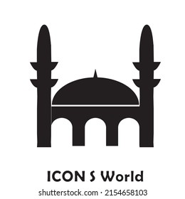 mosque simple icon, islamic worship place, muslim symbols, vector illustration.