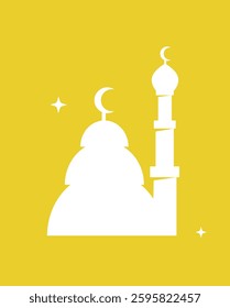 mosque simple icon, islamic worship place, muslim symbols, vector illustration. flat mosque icon design vector, mosque silhouette. hajj, umrah, ramadhan kareem, eid mubarak