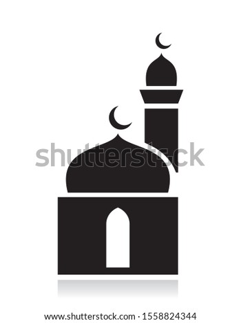 mosque simple icon, islamic worship place, muslim symbols, vector illustration